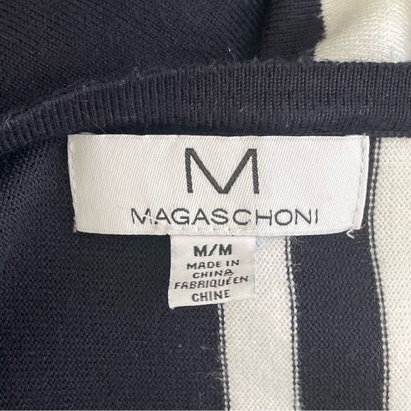 Magaschoni Two Tone Elegant Minimalist Black White Women's Knit Top Size M - Picture 7 of 8